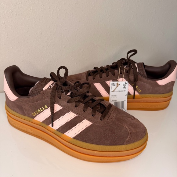 adidas gazelle silver green womens ADIDAS W Gazelle Bold 'Trace Brown' Platform JQ6436
